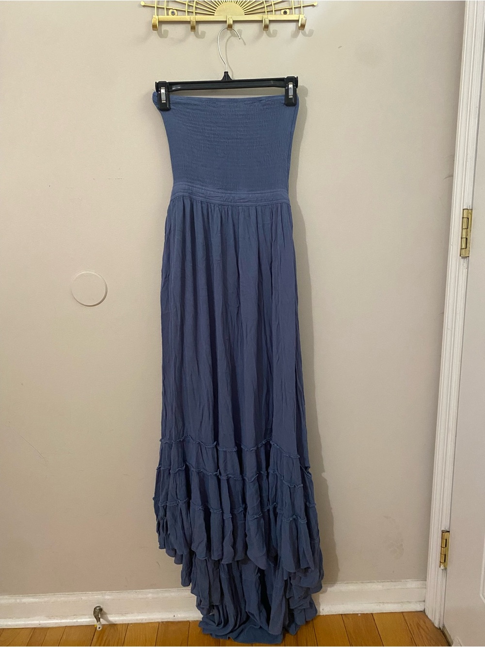 Blue Strapless Maxi Dress
